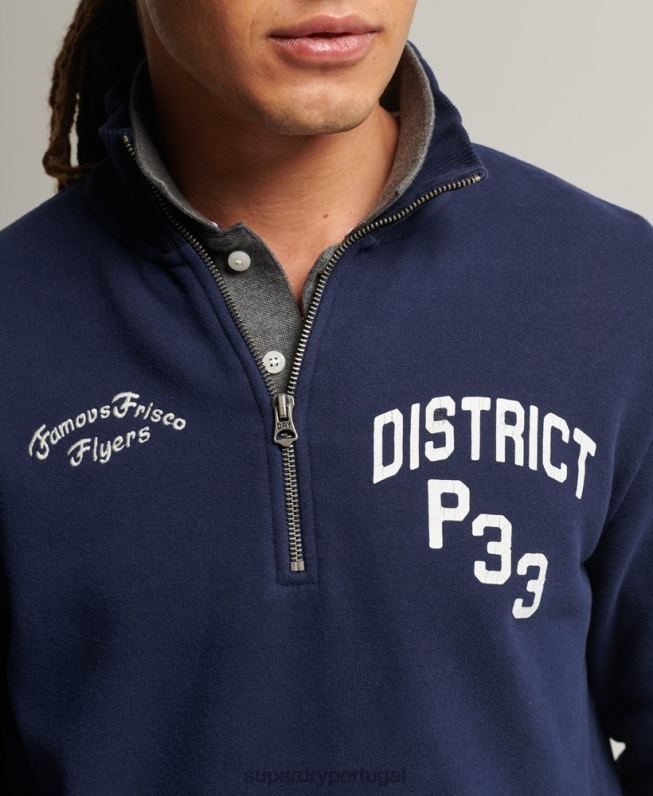 moletom vintage atlético henley homens marinha roupas Superdry 2208H886