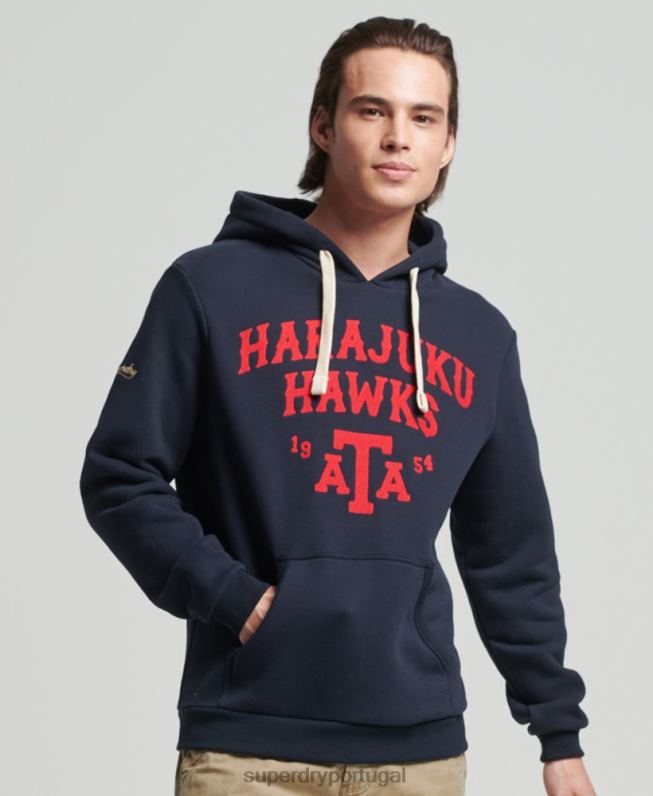 moletom vintage colegial homens marinha roupas Superdry 2208H801