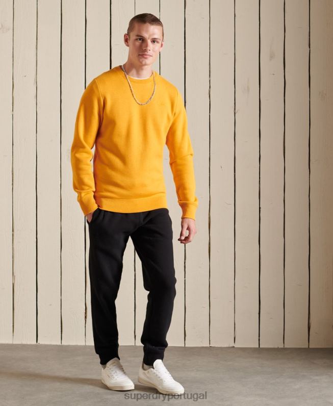 moletom vintage com logo bordado homens amarelo roupas Superdry 2208H5218