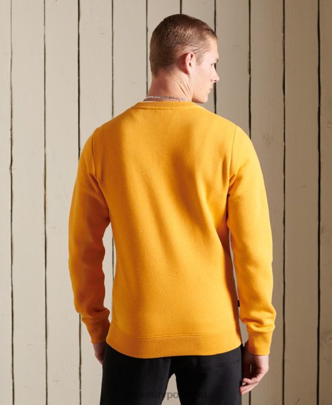 moletom vintage com logo bordado homens amarelo roupas Superdry 2208H5218