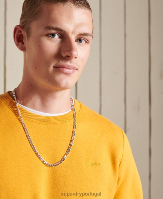 moletom vintage com logo bordado homens amarelo roupas Superdry 2208H5218