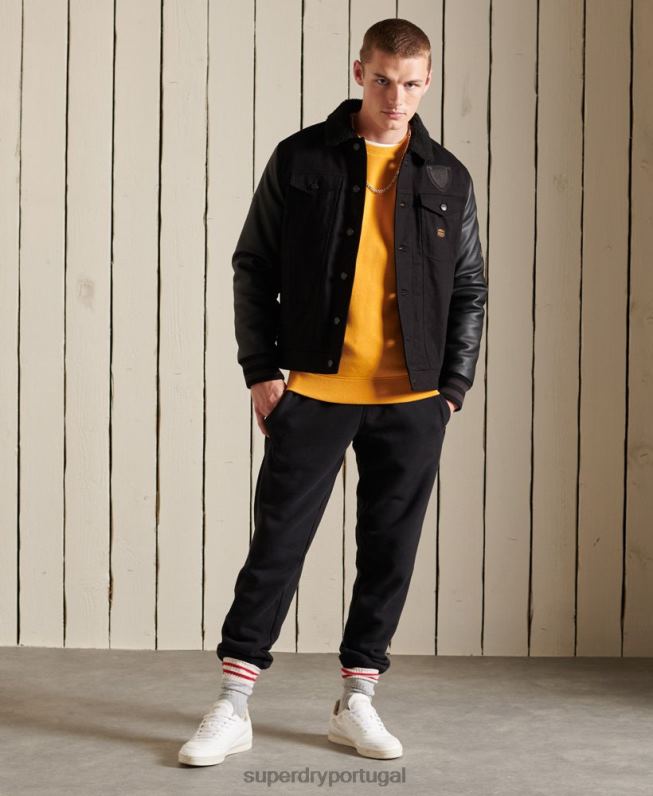 moletom vintage com logo bordado homens amarelo roupas Superdry 2208H5218