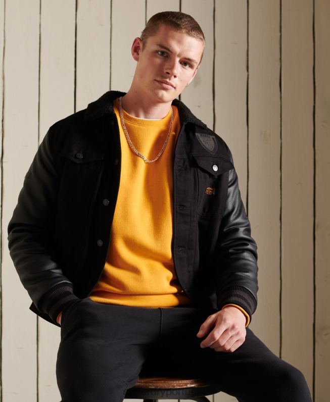 moletom vintage com logo bordado homens amarelo roupas Superdry 2208H5218