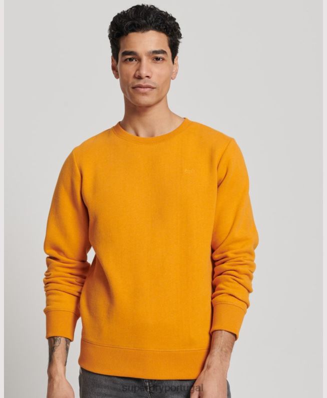 moletom vintage com logo bordado homens amarelo roupas Superdry 2208H523