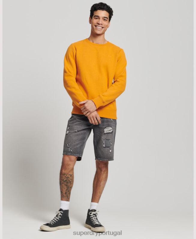 moletom vintage com logo bordado homens amarelo roupas Superdry 2208H523