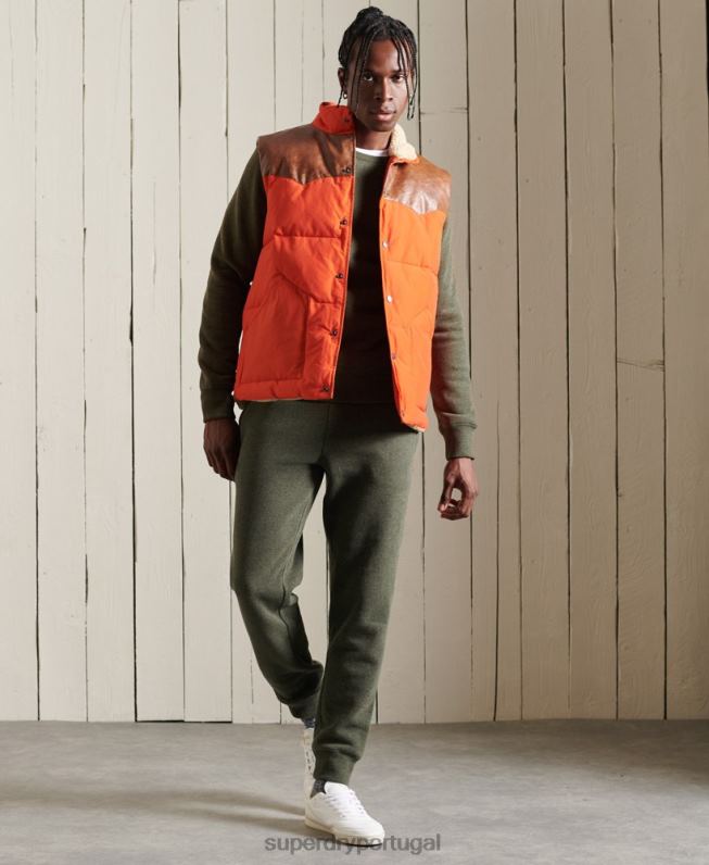 moletom vintage com logo bordado homens caqui roupas Superdry 2208H775