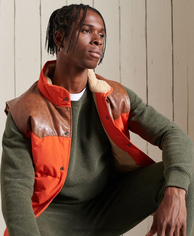 moletom vintage com logo bordado homens caqui roupas Superdry 2208H775