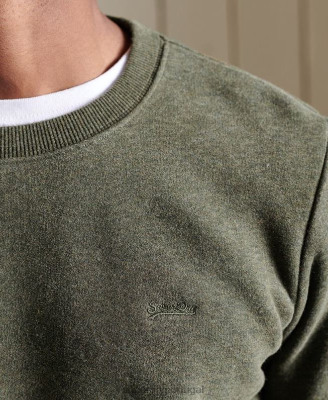 moletom vintage com logo bordado homens caqui roupas Superdry 2208H775