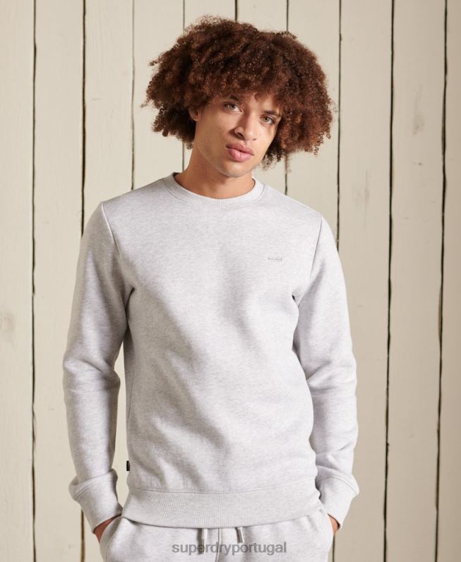 moletom vintage com logo bordado homens cinza claro roupas Superdry 2208H777