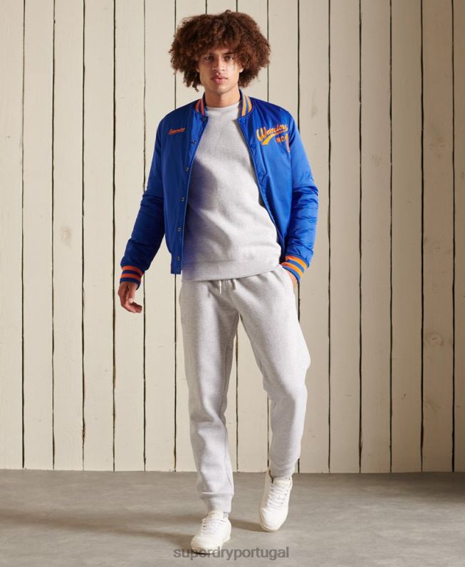 moletom vintage com logo bordado homens cinza claro roupas Superdry 2208H777