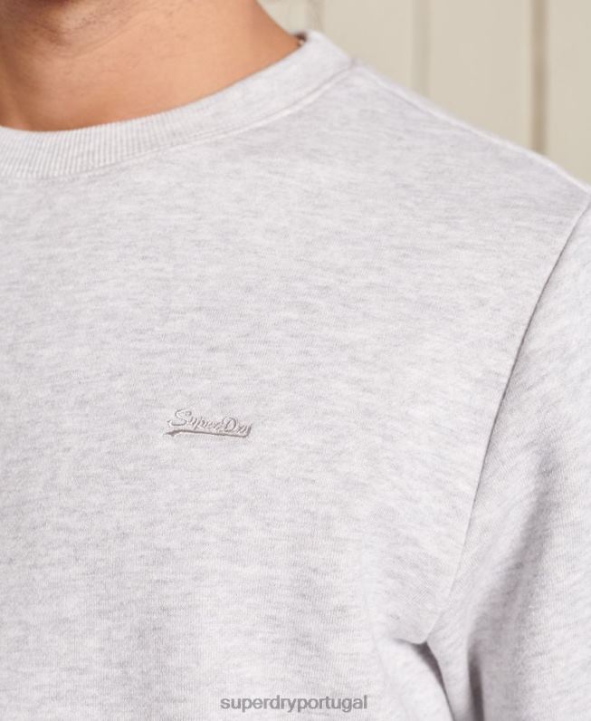 moletom vintage com logo bordado homens cinza claro roupas Superdry 2208H777