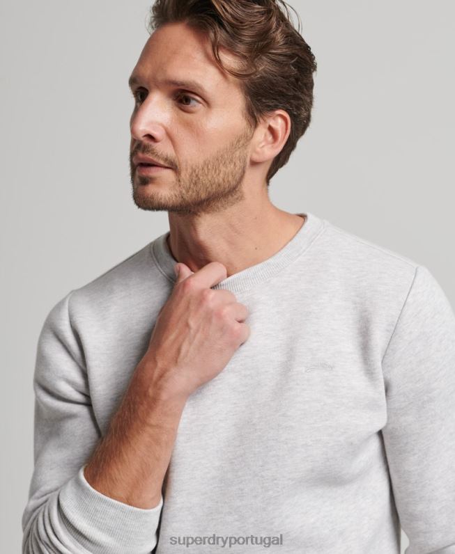 moletom vintage com logo bordado homens cinza claro roupas Superdry 2208H790
