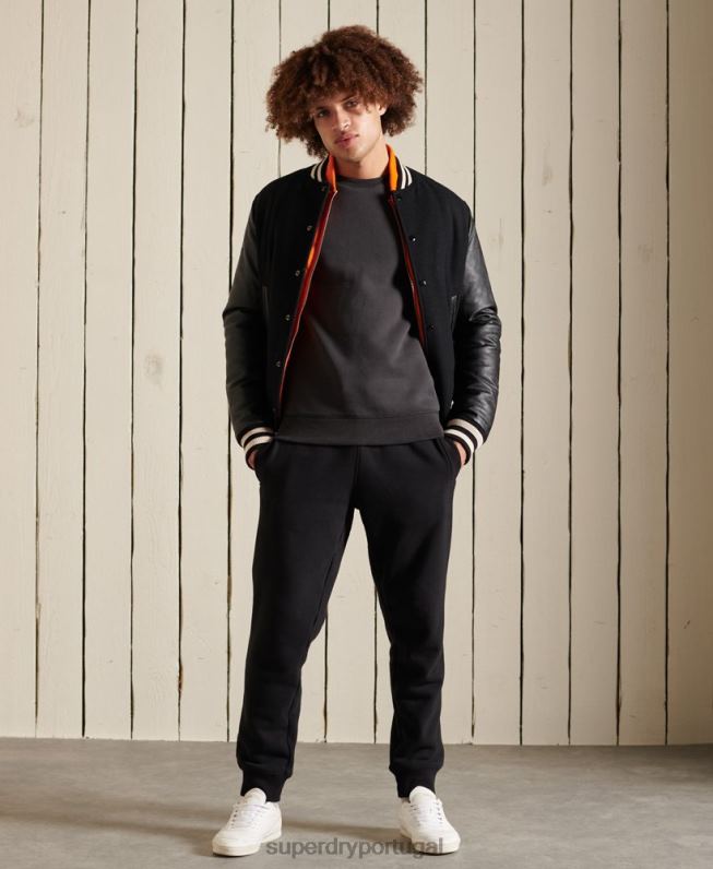 moletom vintage com logo bordado homens cinza escuro roupas Superdry 2208H5214