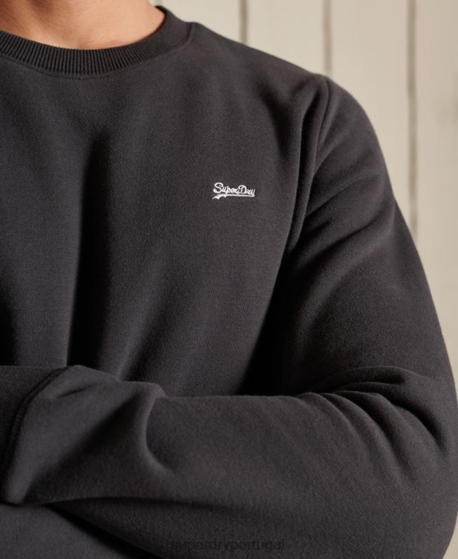 moletom vintage com logo bordado homens cinza escuro roupas Superdry 2208H5214