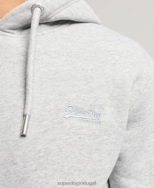 moletom vintage com logo bordado homens cinza roupas Superdry 2208H477