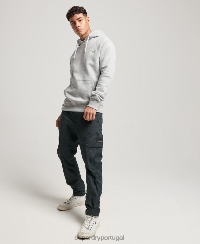 moletom vintage com logo bordado homens cinza roupas Superdry 2208H477