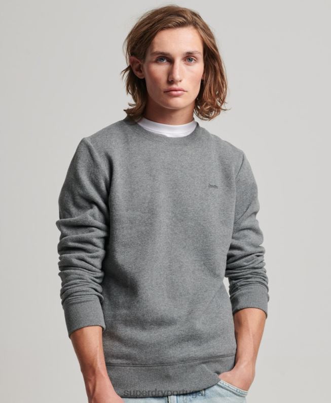 moletom vintage com logo bordado homens cinza roupas Superdry 2208H532