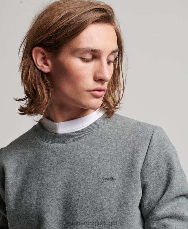 moletom vintage com logo bordado homens cinza roupas Superdry 2208H532