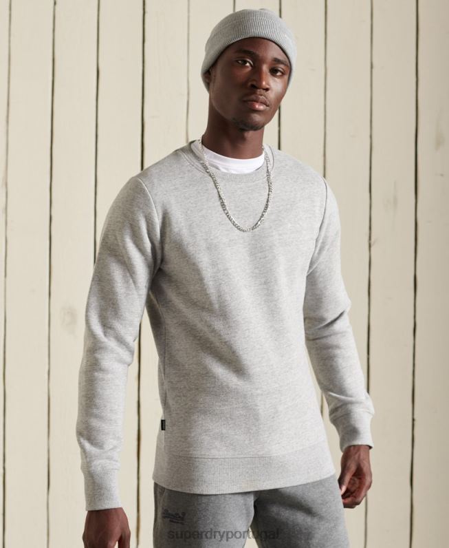 moletom vintage com logo bordado homens cinza roupas Superdry 2208H750