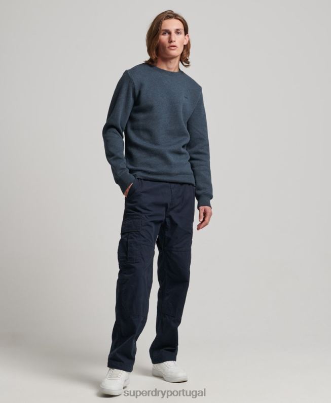 moletom vintage com logo bordado homens marinha roupas Superdry 2208H614