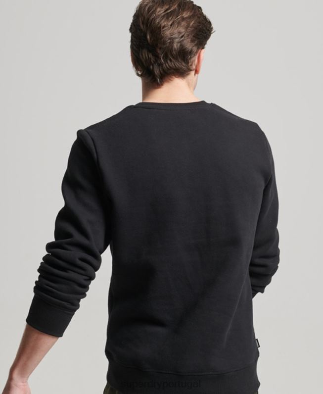 moletom vintage com logo bordado homens preto roupas Superdry 2208H642