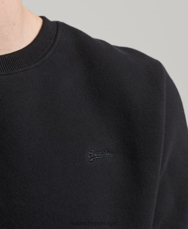 moletom vintage com logo bordado homens preto roupas Superdry 2208H642