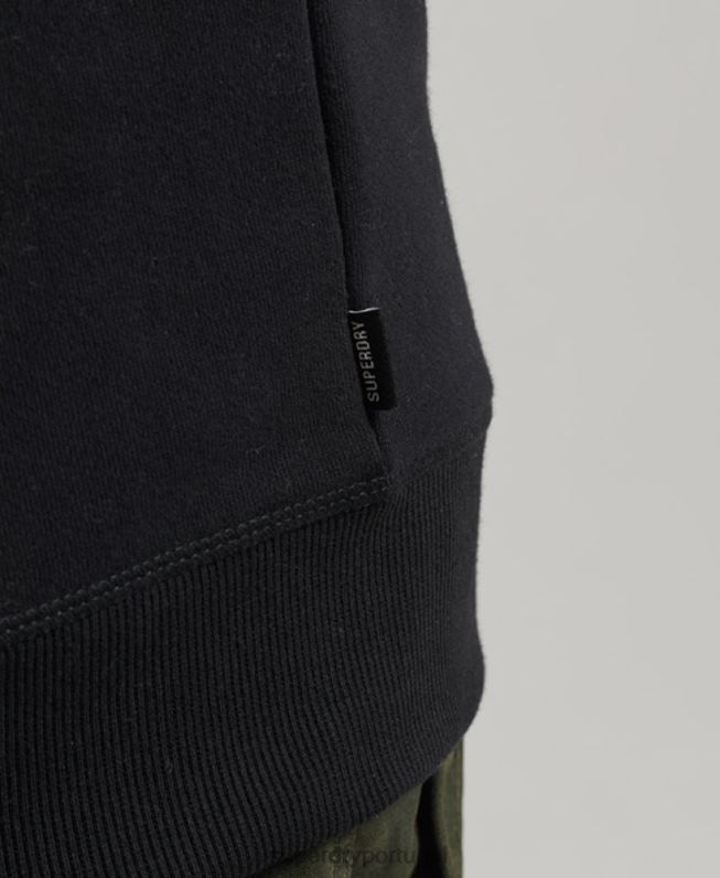 moletom vintage com logo bordado homens preto roupas Superdry 2208H642