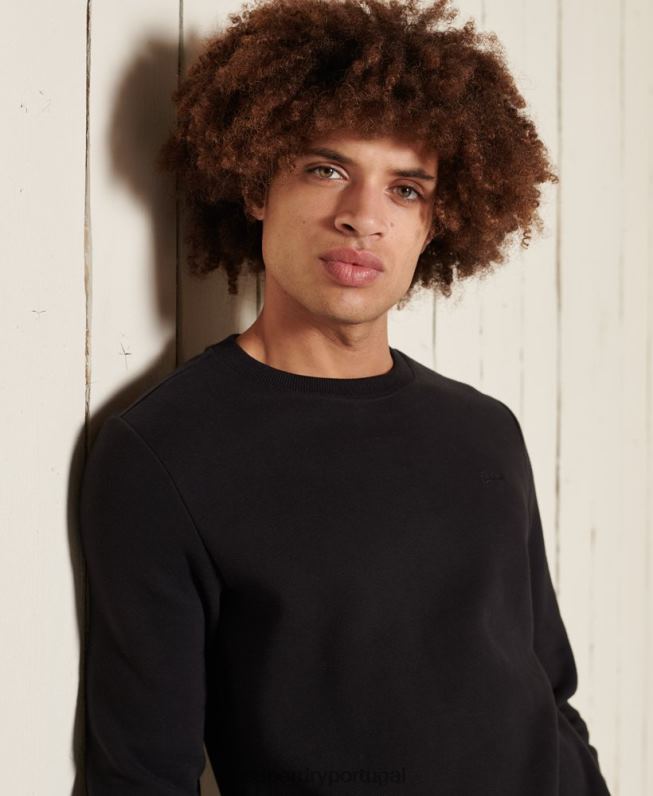 moletom vintage com logo bordado homens preto roupas Superdry 2208H776