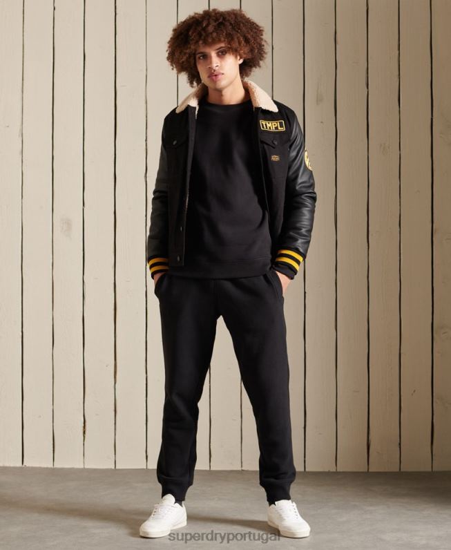 moletom vintage com logo bordado homens preto roupas Superdry 2208H776