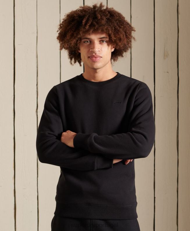 moletom vintage com logo bordado homens preto roupas Superdry 2208H776