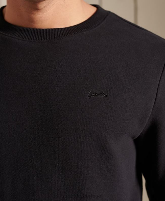 moletom vintage com logo bordado homens preto roupas Superdry 2208H776