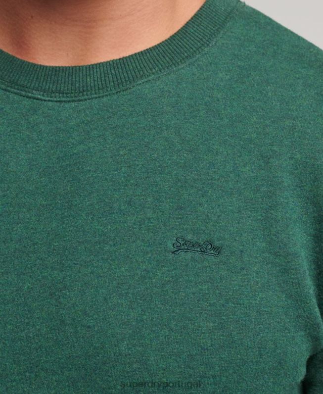 moletom vintage com logo bordado homens verde roupas Superdry 2208H475