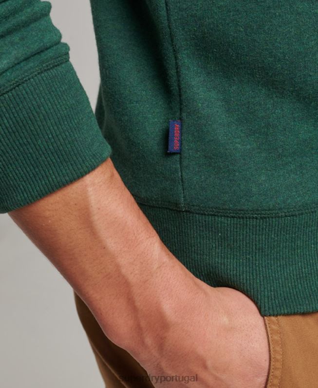 moletom vintage com logo bordado homens verde roupas Superdry 2208H475