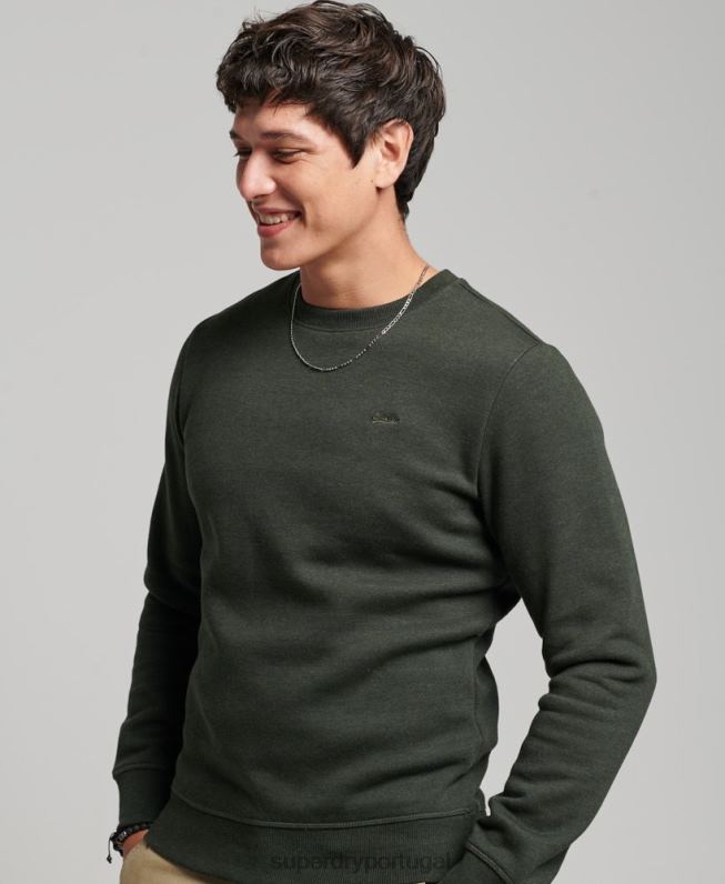 moletom vintage com logo bordado homens verde roupas Superdry 2208H491