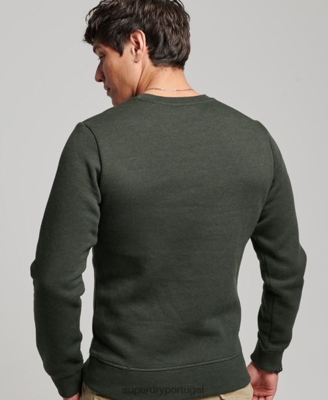 moletom vintage com logo bordado homens verde roupas Superdry 2208H491
