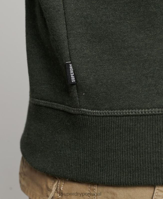 moletom vintage com logo bordado homens verde roupas Superdry 2208H491