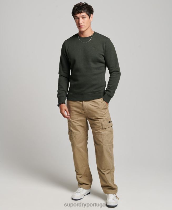 moletom vintage com logo bordado homens verde roupas Superdry 2208H491