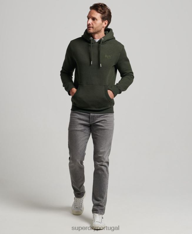 moletom vintage com logo bordado homens verde roupas Superdry 2208H762
