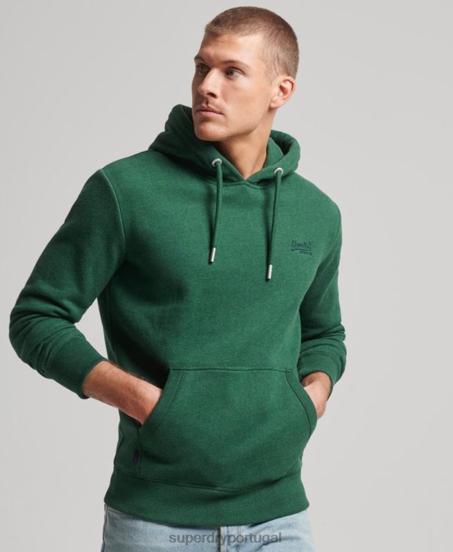moletom vintage com logo bordado homens verde roupas Superdry 2208H783