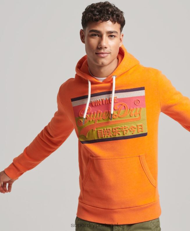 moletom vintage com logo cali homens laranja roupas Superdry 2208H464