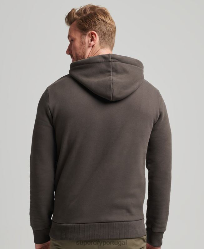 moletom vintage com logo de relâmpago homens cinza escuro roupas Superdry 2208H5073