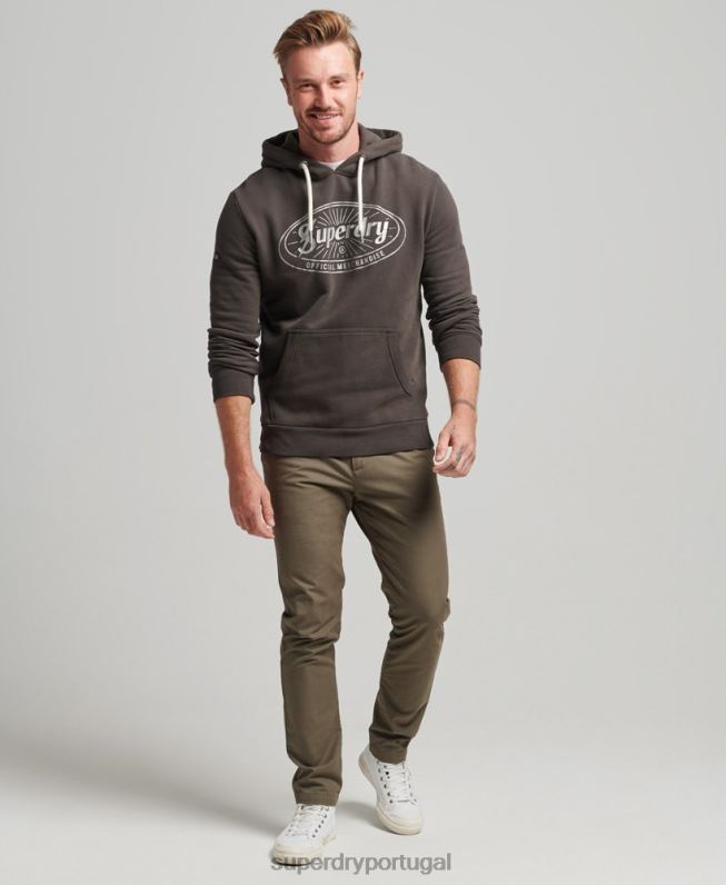 moletom vintage com logo de relâmpago homens cinza escuro roupas Superdry 2208H5073