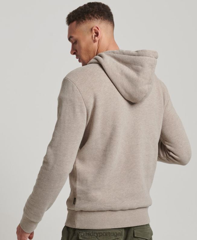 moletom vintage com logo gravado homens creme roupas Superdry 2208H737