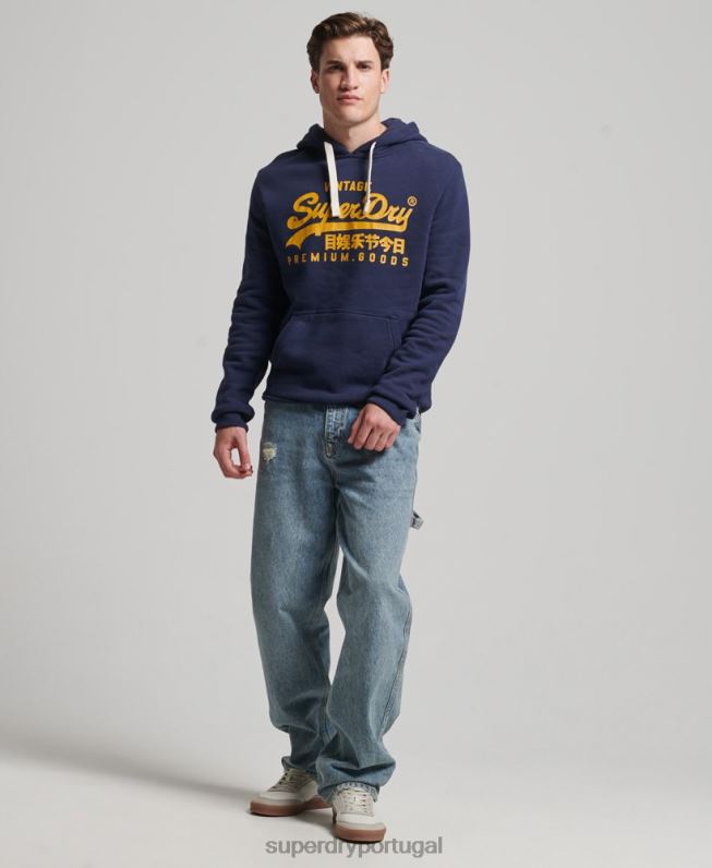 moletom vintage com logo vintage homens marinha roupas Superdry 2208H5045