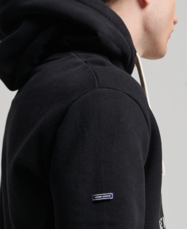 moletom vintage com logo vintage homens preto roupas Superdry 2208H5093