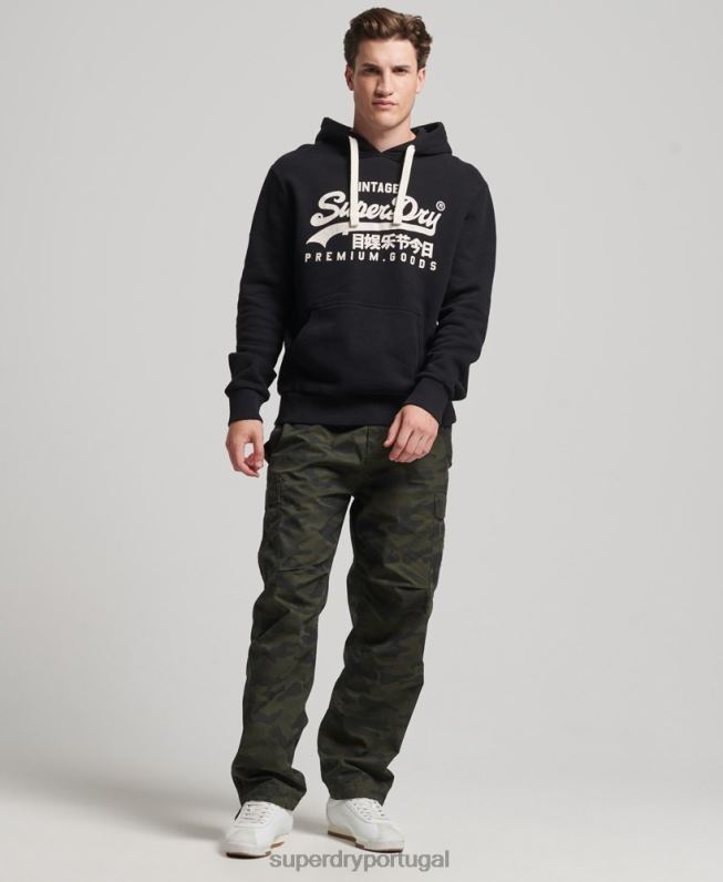 moletom vintage com logo vintage homens preto roupas Superdry 2208H5093