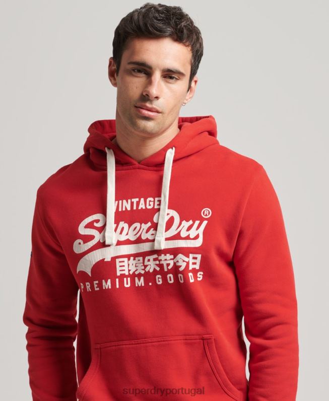 moletom vintage com logo vintage homens vermelho roupas Superdry 2208H5162