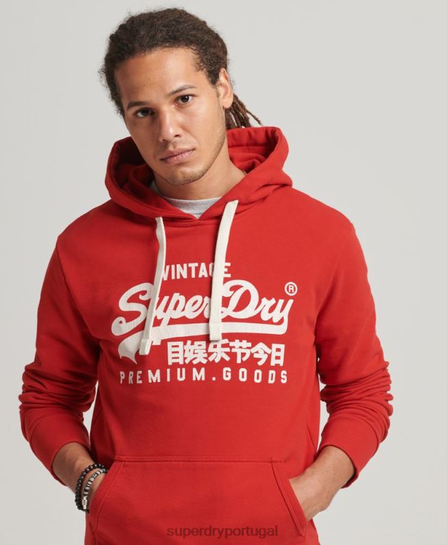 moletom vintage com logo vintage homens vermelho roupas Superdry 2208H854