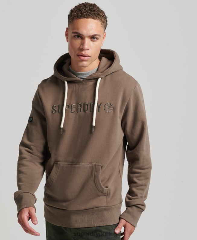 moletom vintage com logotipo da corporação homens caqui roupas Superdry 2208H5170