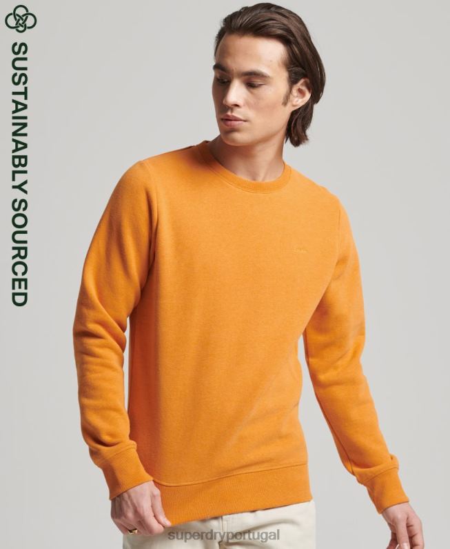 moletom vintage com logotipo vintage de algodão orgânico homens amarelo roupas Superdry 2208H694